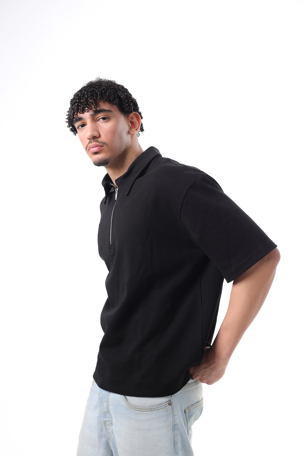 Boxy Fit POLO T-SHIRT BLACK
