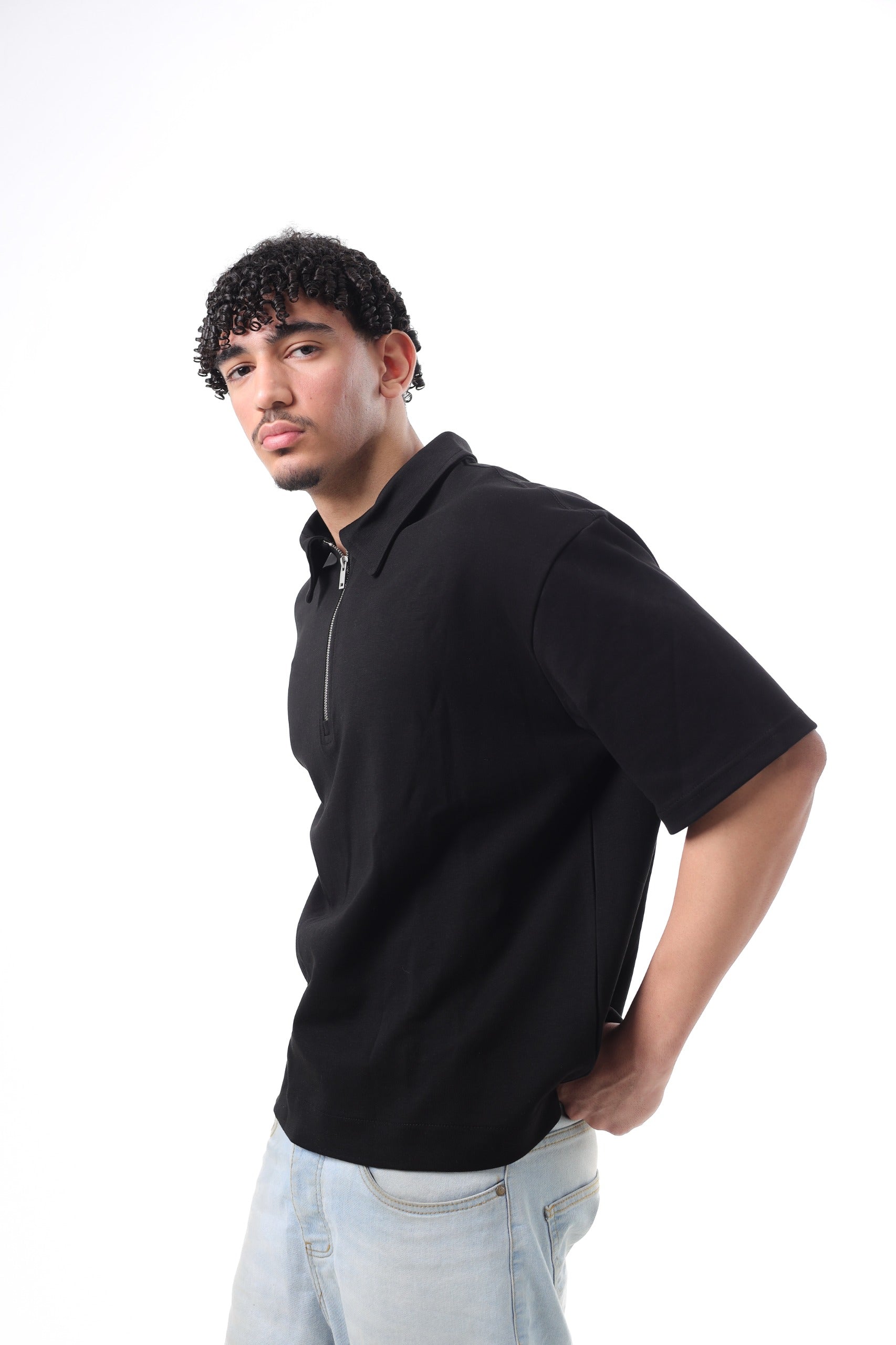 Boxy Fit POLO T-SHIRT BLACK