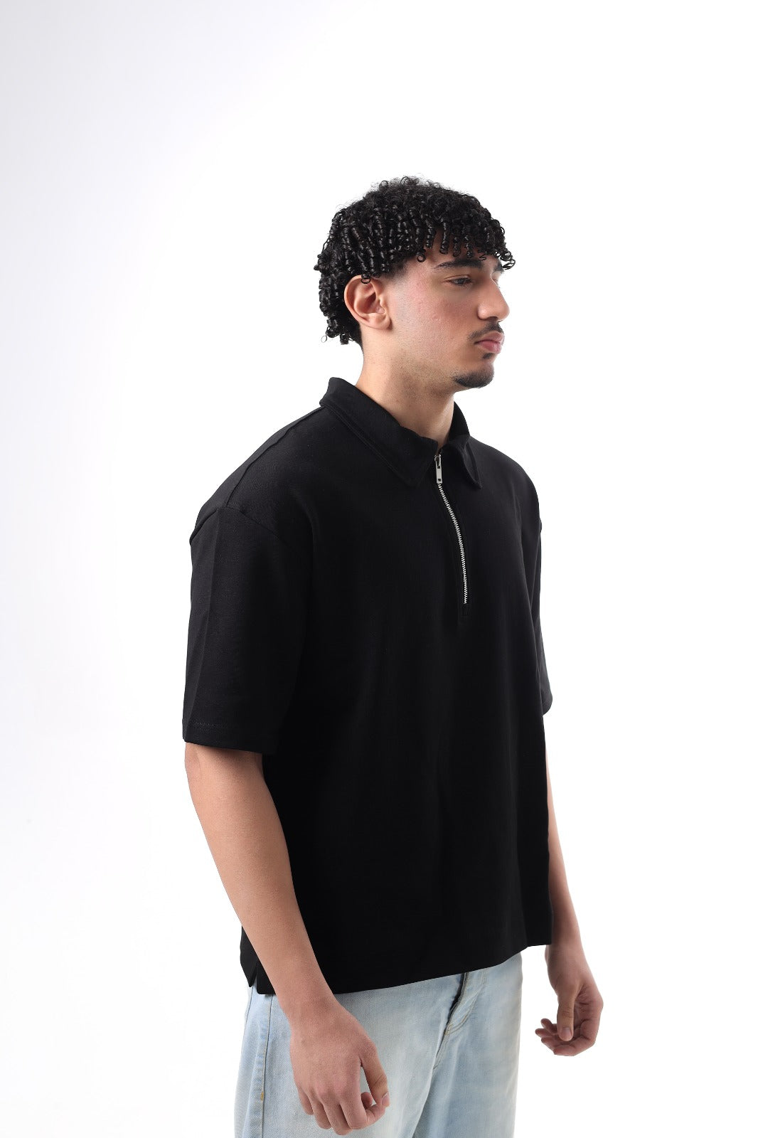 Boxy Fit POLO T-SHIRT BLACK