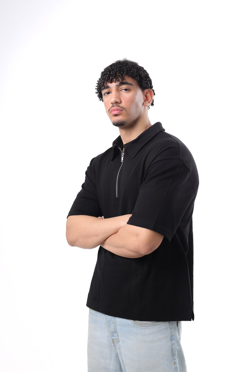 Boxy Fit POLO T-SHIRT BLACK