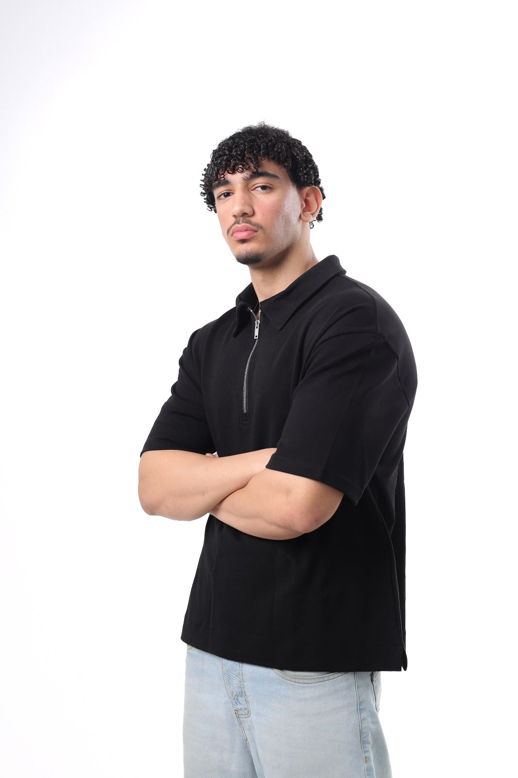 Boxy Fit POLO T-SHIRT BLACK