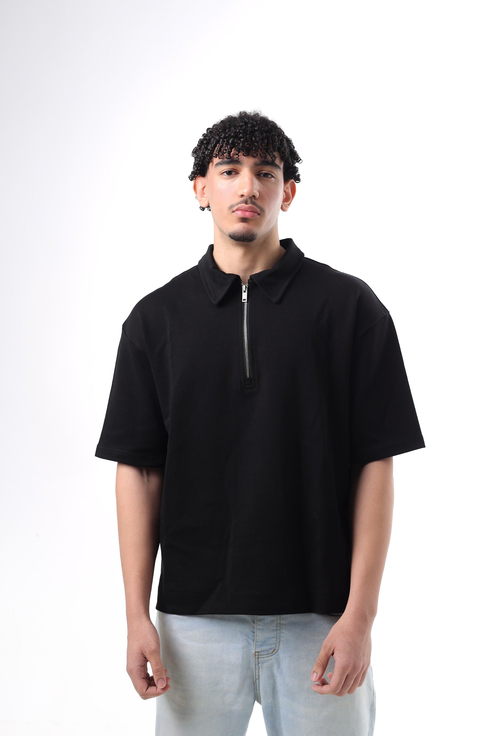 Boxy Fit POLO T-SHIRT BLACK